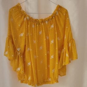 Yellow Floral Women's Top Size M